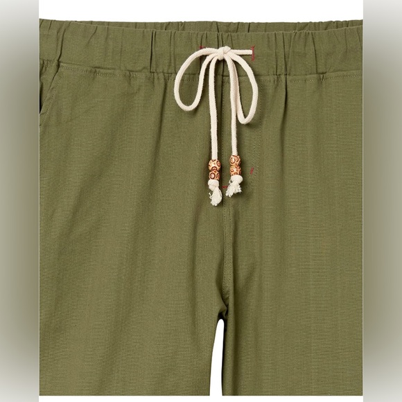 Men's Boho Linen Shorts Casual Classic Fit Short Leisure Vacation Army Green NEW - Picture 6 of 11